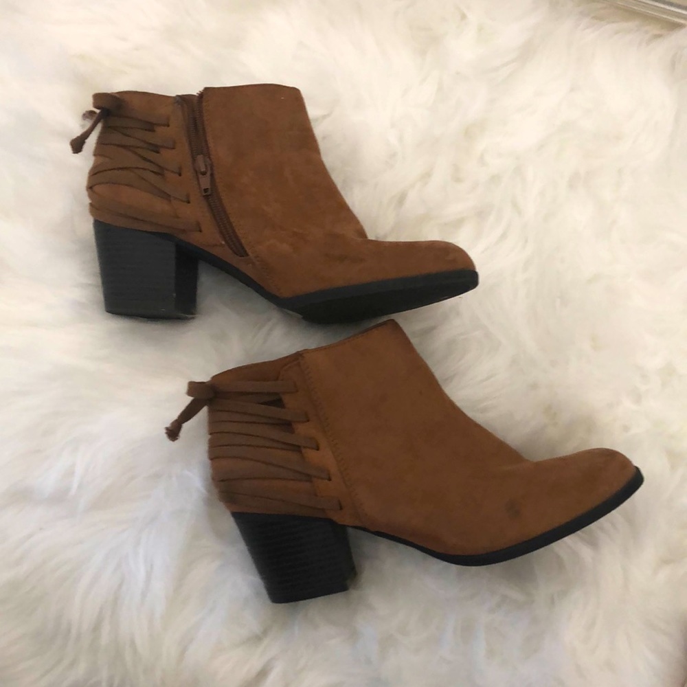 Tan heeled booties